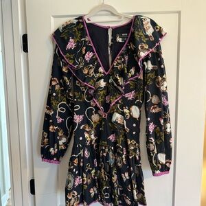 Anthropologie Maeve long sleeve ruffled v neck dress - like new